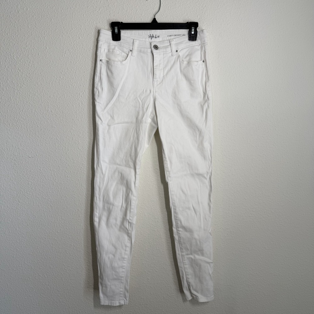 Style & Co Curvy Fit Jeans Womens 29x28 White Light Wash Denim Cotton Skinny Leg